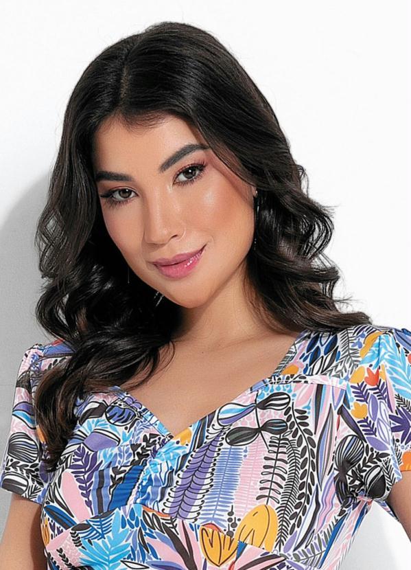 Rosalie - Vestido Floral Azul Amplo Moda Evangélica 3