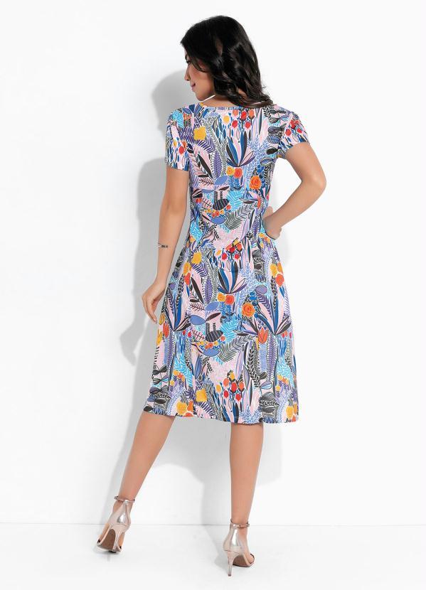 Rosalie - Vestido Floral Azul Amplo Moda Evangélica 5