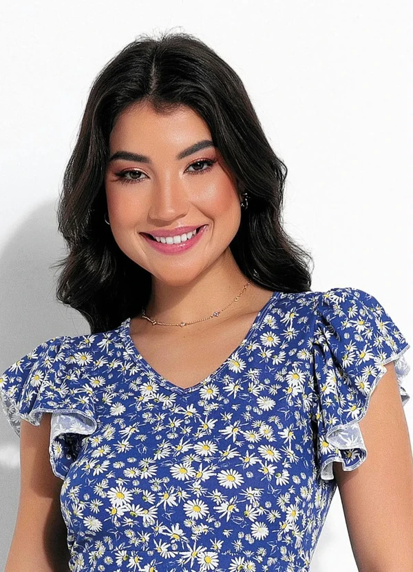 Rosalie - Vestido Floral Azul com Babado 3