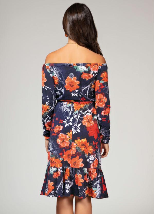 Quintess - Vestido Floral Azul com Babado na Barra 2