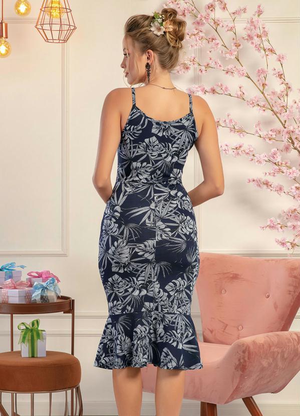 Moda Pop - Vestido Floral Azul com Babado na Barra 2