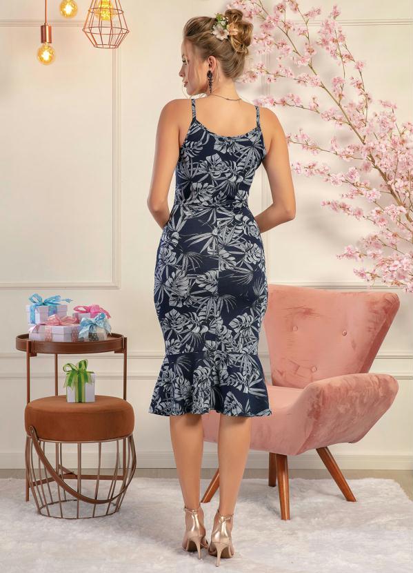 Moda Pop - Vestido Floral Azul com Babado na Barra 4