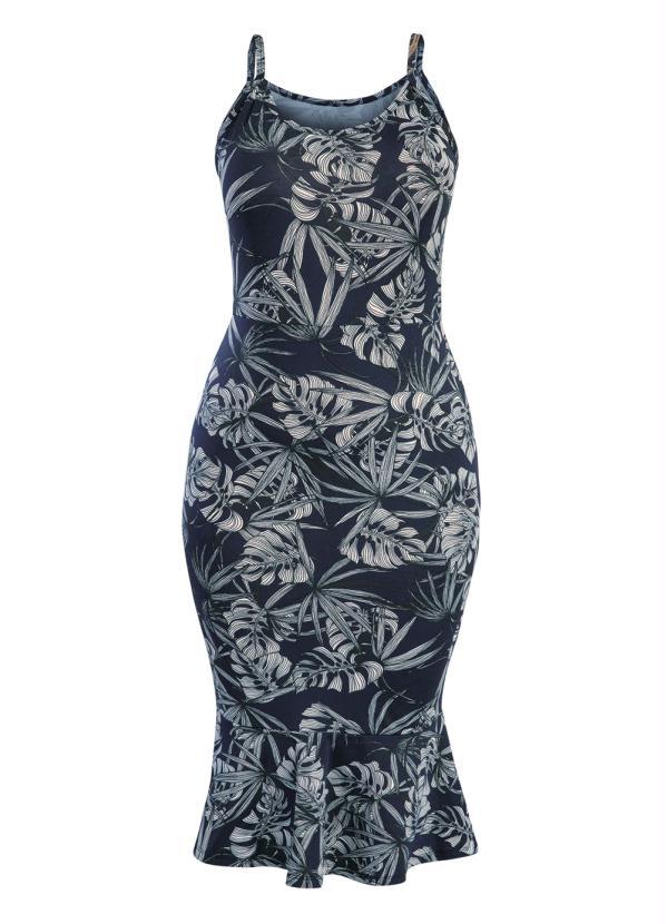 Moda Pop - Vestido Floral Azul com Babado na Barra 5