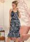 Moda Pop - Vestido Floral Dark com Babado na Barra - variação: Floral Azul