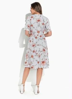 Rosalie - Vestido Floral AzulCom Gola Laço - ROSALIE