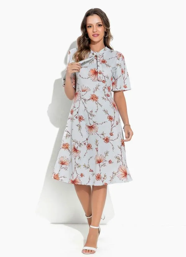 Rosalie - Vestido Floral AzulCom Gola Laço 1