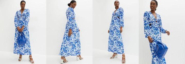 Vestido Floral Azul em Malha Fria