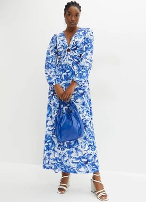 bonprix - Vestido Floral Azul em Malha Fria - BONPRIX