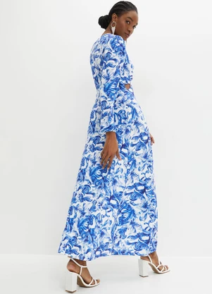 bonprix - Vestido Floral Azul em Malha Fria - BONPRIX