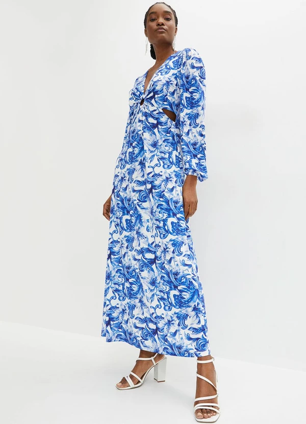 bonprix - Vestido Floral Azul em Malha Fria 3