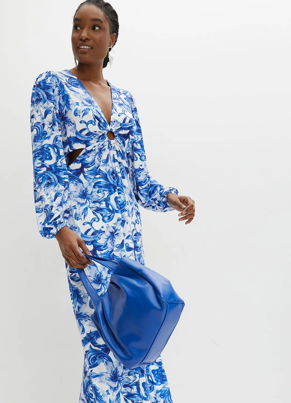 bonprix - Vestido Floral Azul em Malha Fria 4