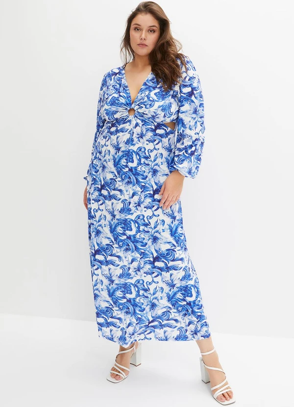 bonprix - Vestido Floral Azul em Malha Fria 6