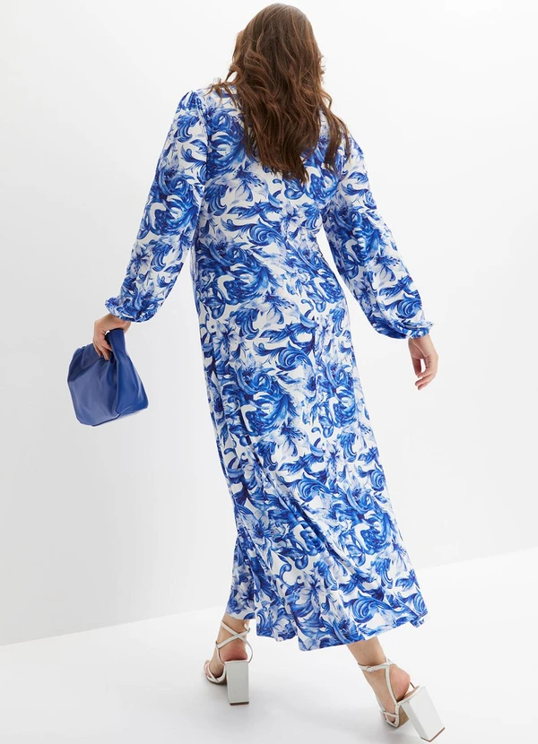 bonprix - Vestido Floral Azul em Malha Fria 7