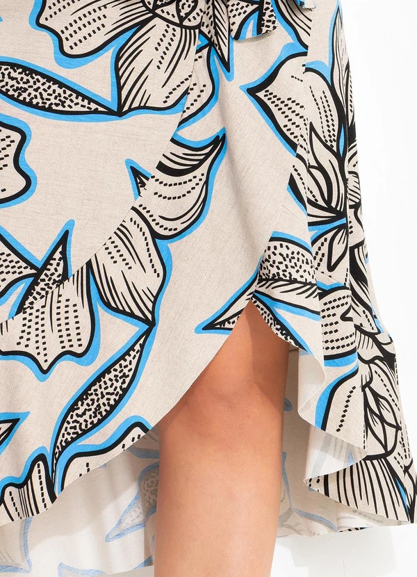 Quintess - Vestido Floral Bege em Malha de Viscose 8