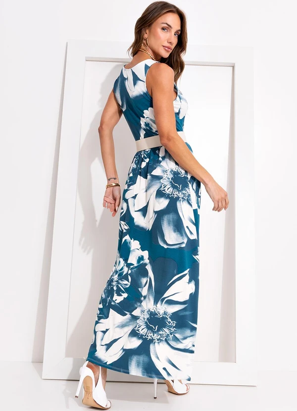 Quintess - Vestido Floral Bicolor em Malha de Viscose 3