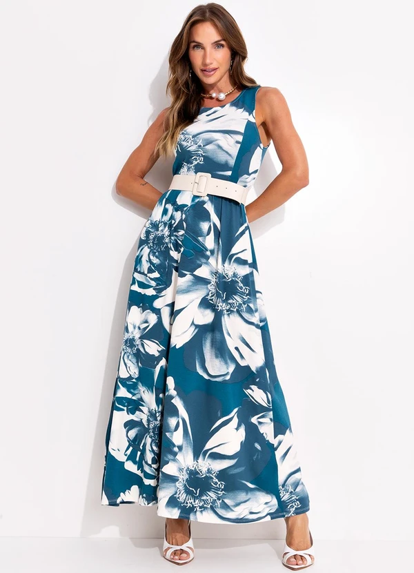 Quintess - Vestido Floral Bicolor em Malha de Viscose 2