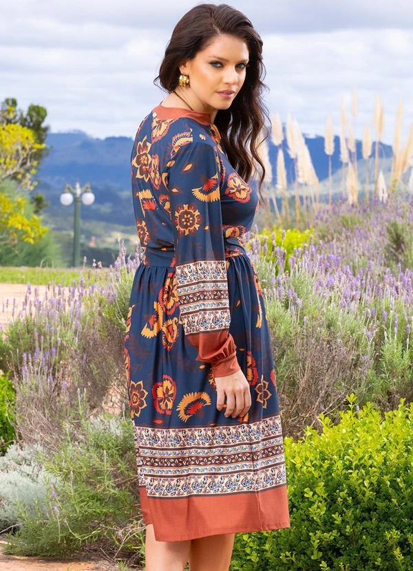 Quintess - Vestido Floral Boho em Malha Fria 10