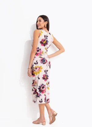 Quintess - Vestido Floral Bordô em Malha Fria - QUINTESS