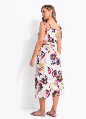 Quintess - Vestido Floral Bordô em Malha Fria - QUINTESS
