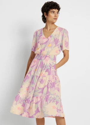 bonprix - Vestido Floral Borrado em Viscose Plana - BONPRIX