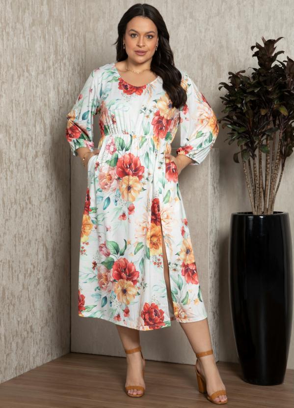 Quintess - Vestido Floral Branco com Amarração nas Costas 4