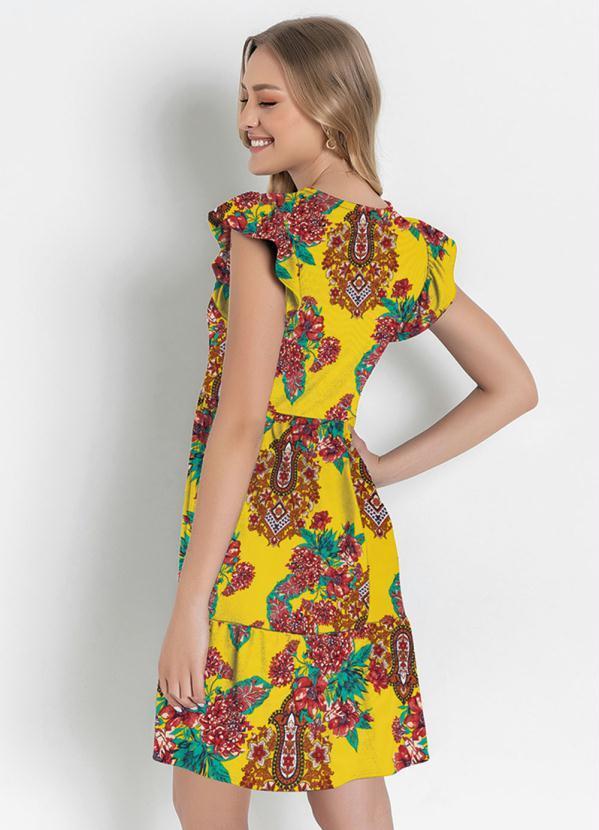 Moda Pop - Vestido Floral com Manga em Babado 2