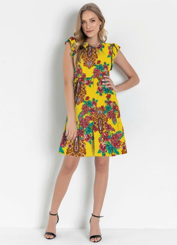 Moda Pop - Vestido Floral com Manga em Babado 3