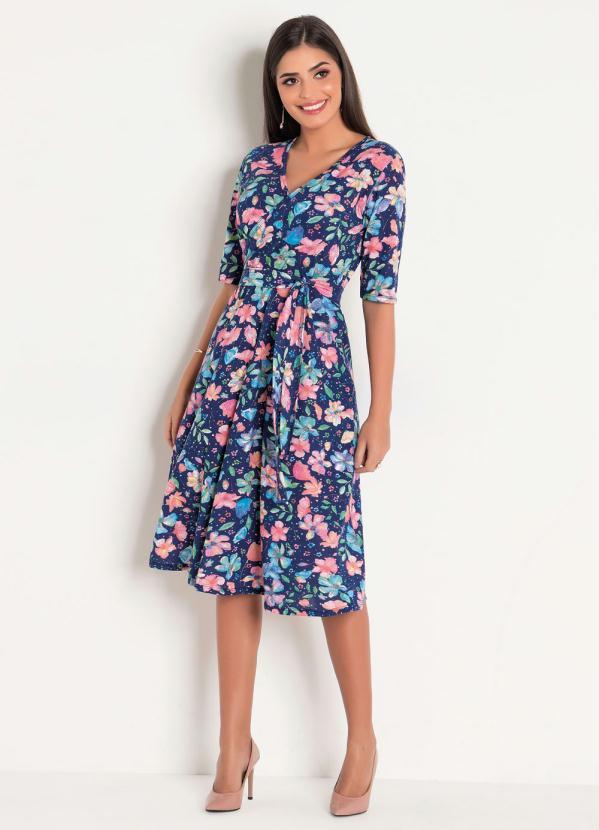 Rosalie - Vestido Floral com Mangas 3/4 Moda Evangélica 3