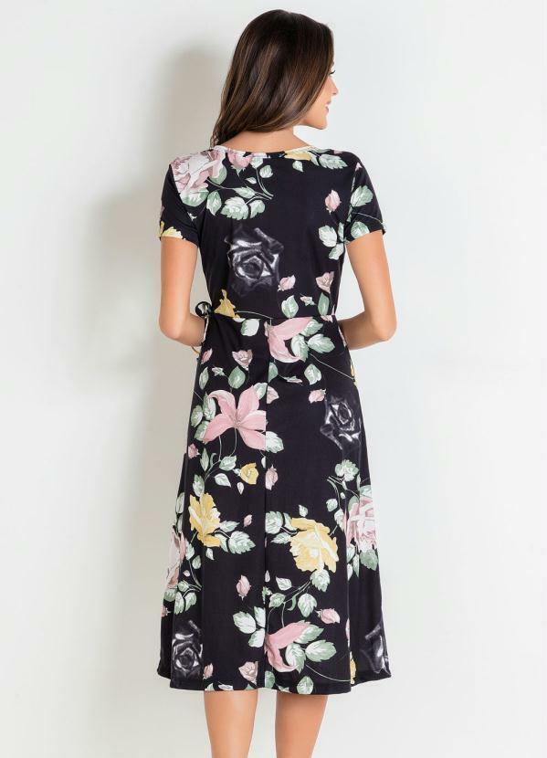 Rosalie - Vestido Floral Dark Moda Evangélica 2