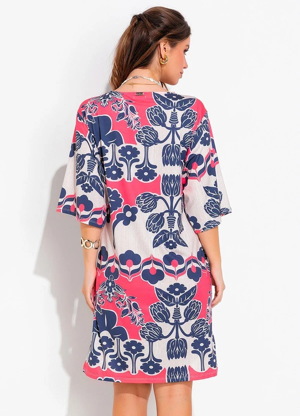 Quintess - Vestido Floral Étnico Color em Malha Fria 2