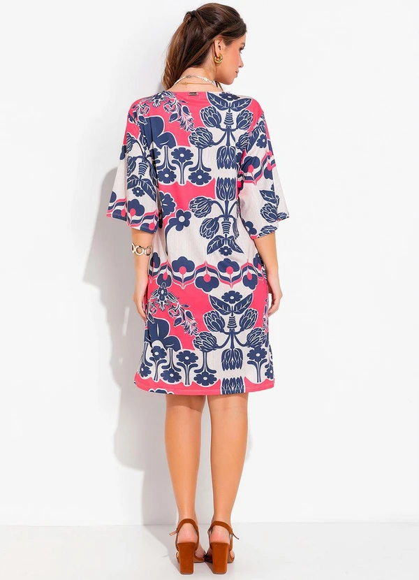 Quintess - Vestido Floral Étnico Color em Malha Fria 4