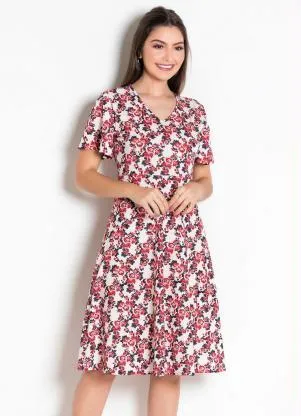 Rosalie - Vestido Floral Evasê Moda Evangélica - ROSALIE