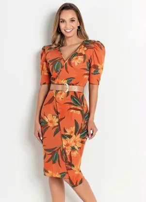 Rosalie - Vestido Floral Ferrugem - ROSALIE