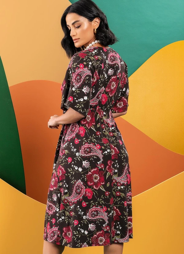 Quintess - Vestido Floral Folk em Malha de Viscose 3