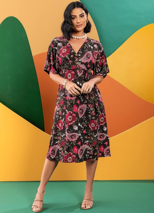 Quintess - Vestido Floral Folk em Malha de Viscose 2