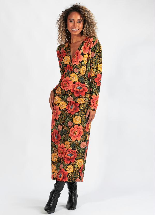 Farm - Vestido Floral Heloisa em Malha de Viscose Estampado