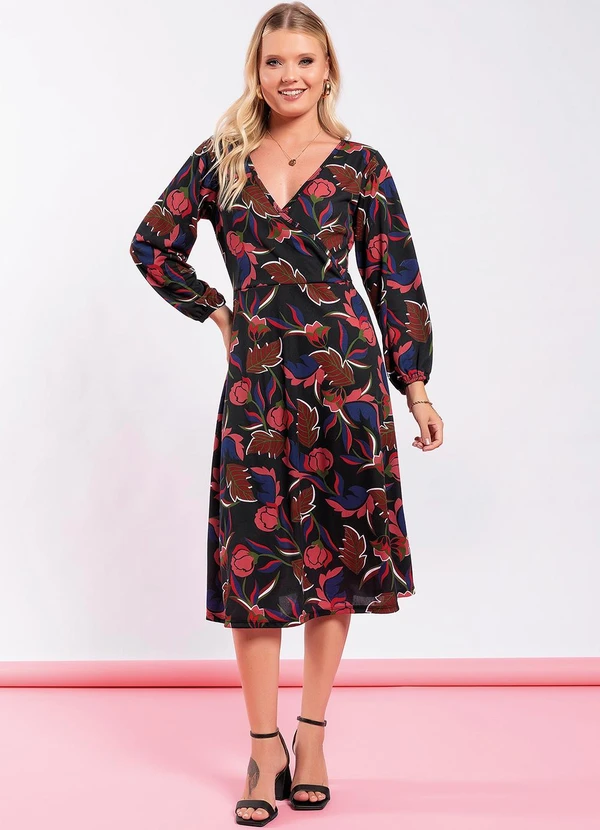 Moda Pop - Vestido Floral Invernal em Malha 3