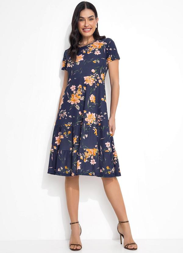 Rosalie - Vestido Floral MarinhoCom Babado 3