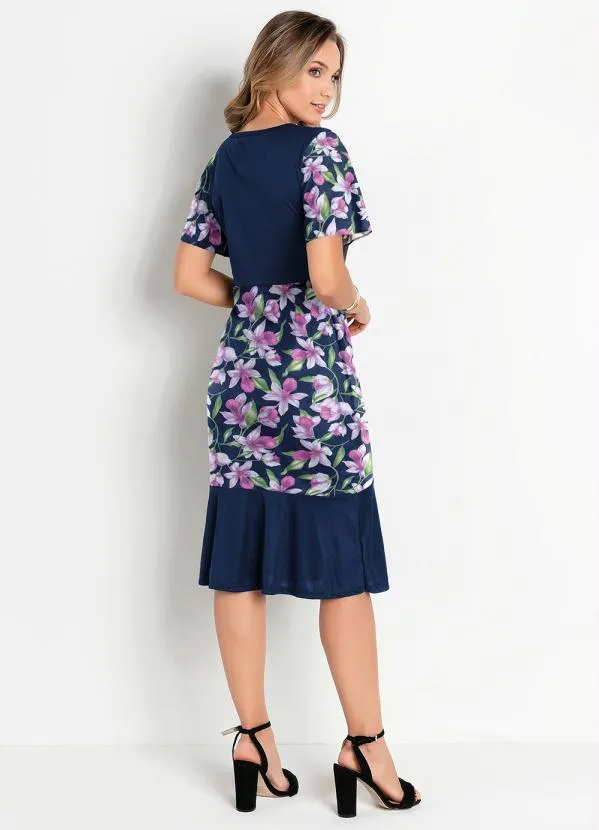 Rosalie - Vestido Floral MarinhoCom Babado 4