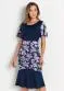 Rosalie - Vestido Floral Preto com Babado - variação: Floral Marinho