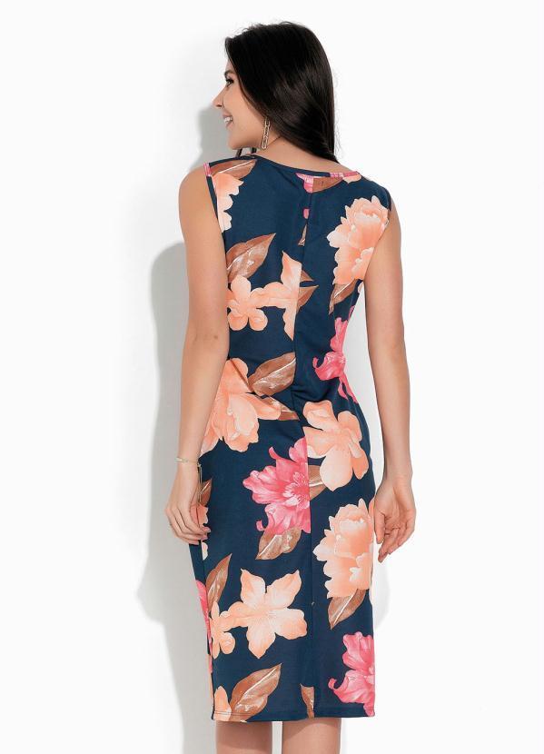 Rosalie - Vestido Floral Marinho com Fenda 2