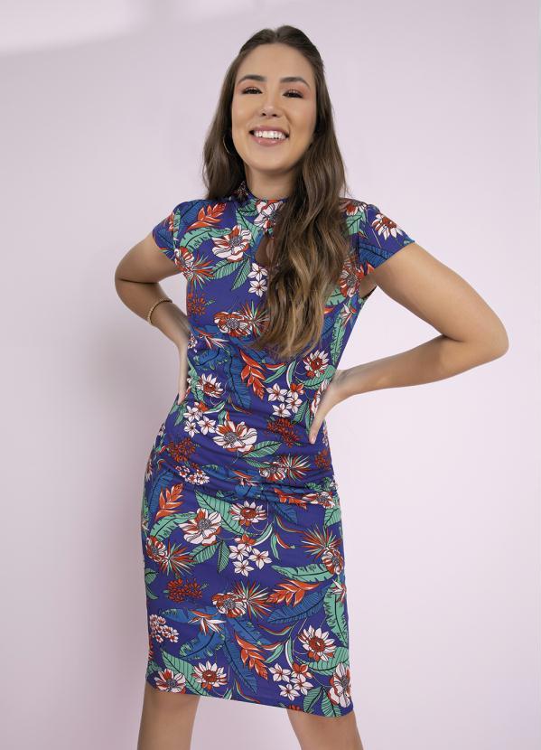 Queima Estoque - Vestido Floral Marinho com Gota Moda Evangélica 3
