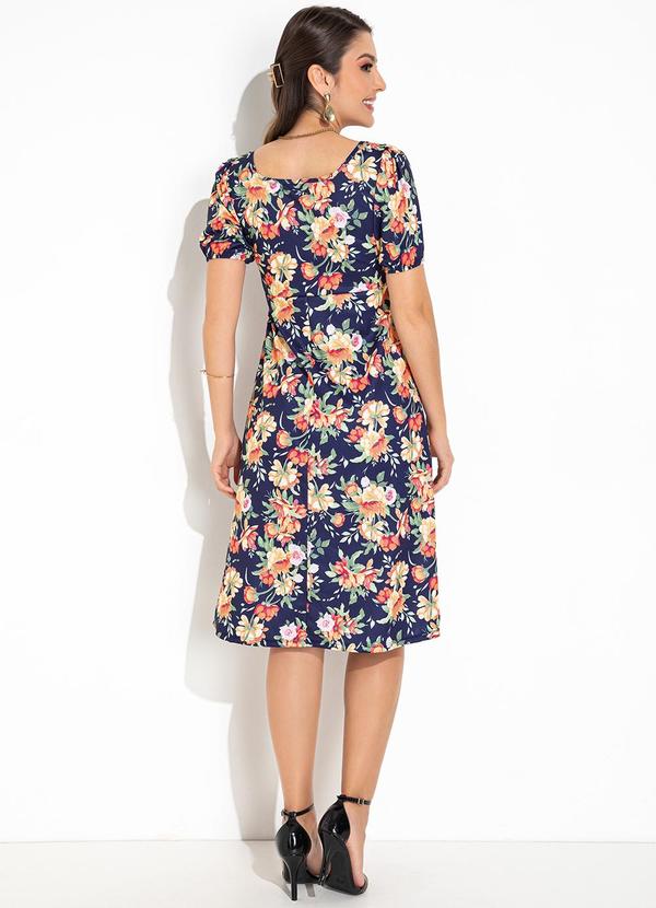 Rosalie - Vestido Floral Marinho em Jersey Acetinado 4