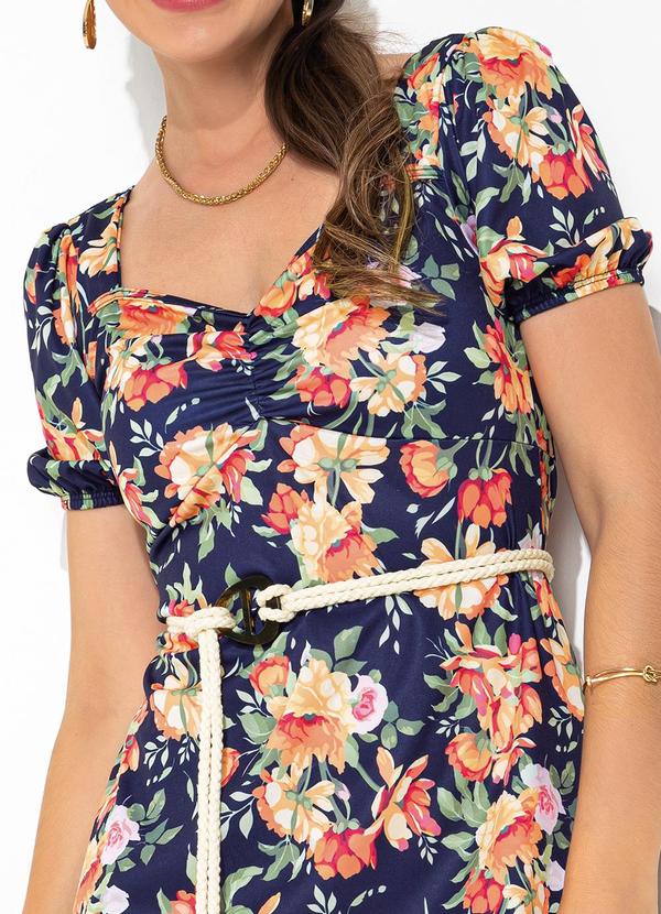 Rosalie - Vestido Floral Marinho em Jersey Acetinado 5