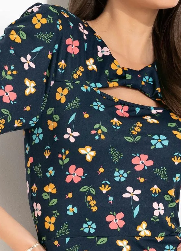 Rosalie - Vestido Floral Marinho Laço 3