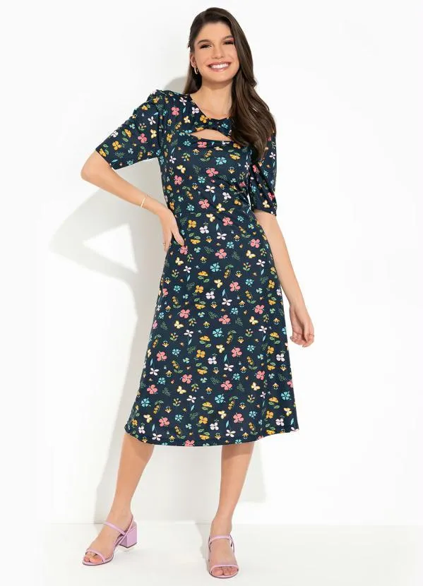 Rosalie - Vestido Floral Marinho Laço 4