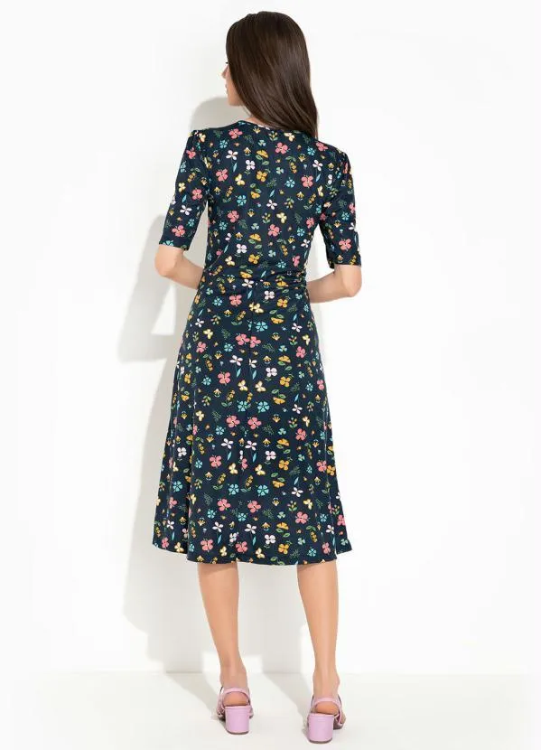 Rosalie - Vestido Floral Marinho Laço 5