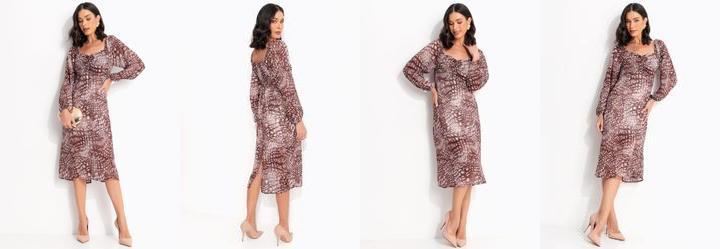 Vestido Floral Marrom em Chiffon