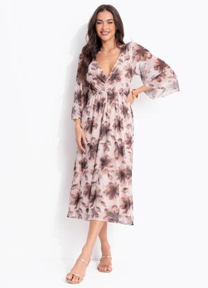 Vestido (Floral Marrom) em Tule