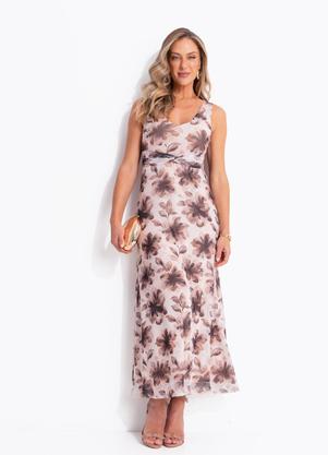 Vestido (Floral Marrom) em Tule